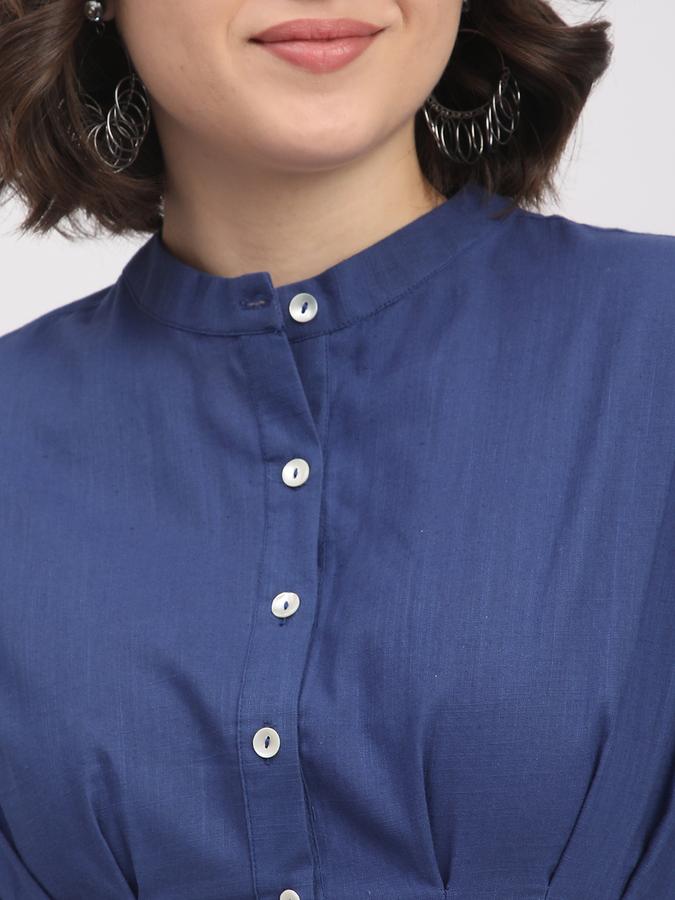 Women Cotton Solid Shirt Ethnic Dress