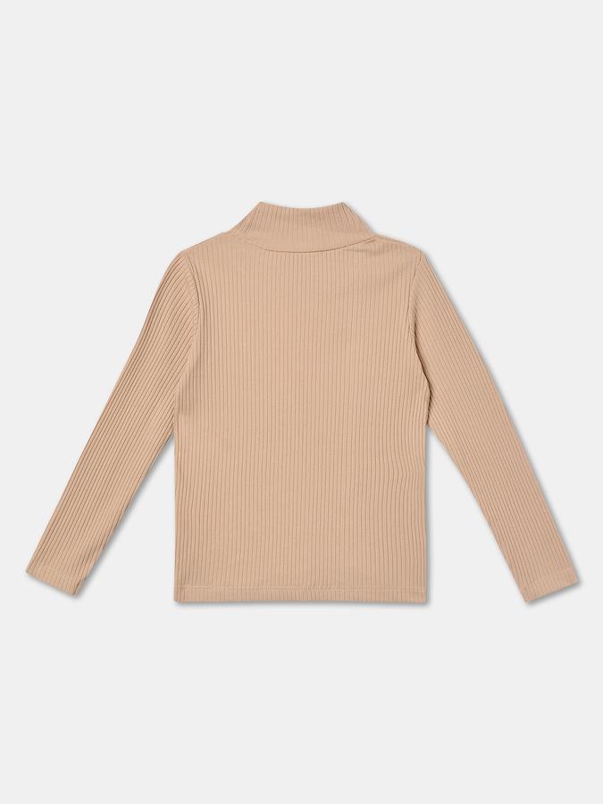 Girls Ribbed Regular Fit Long Sleeve Turtleneck Top