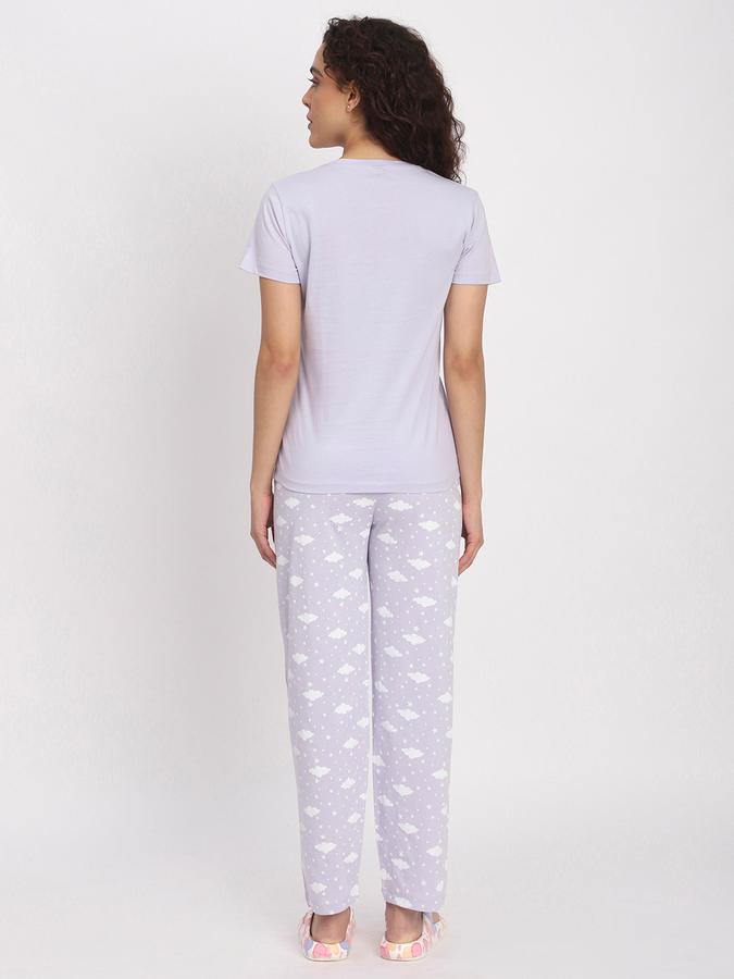 Women Cotton Straight Elastic Waist Printed Pajama Pants