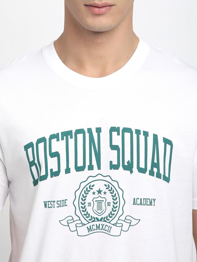 Men Cotton Regular Fit Crew Neck Typographic T-shirt