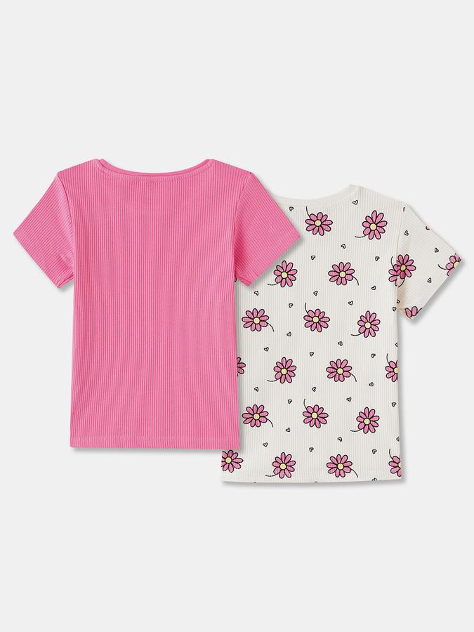 Printed Top with Crew Neck and Short Sleeves image number 1