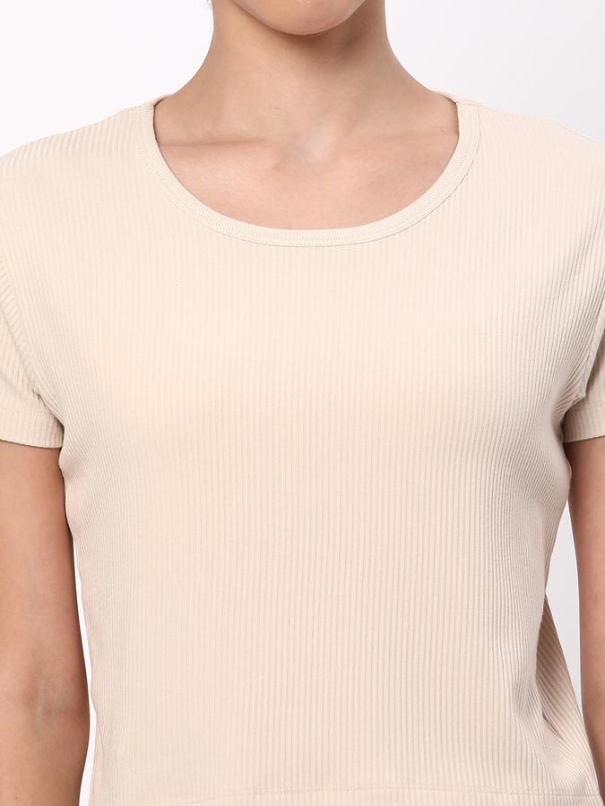 Women Ribbed Regular Fit Round-Neck Top image number 3