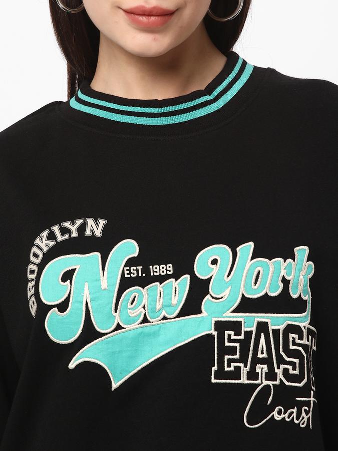 Women Cotton Regular Fit Round Neck Graphic Sweatshirt