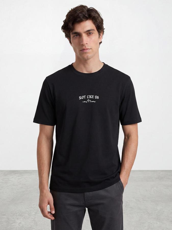 R&B Black Men Printed Short Sleeves Tshirt