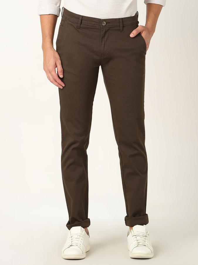 Men Slim Fit Flat-Front Trousers image number 0
