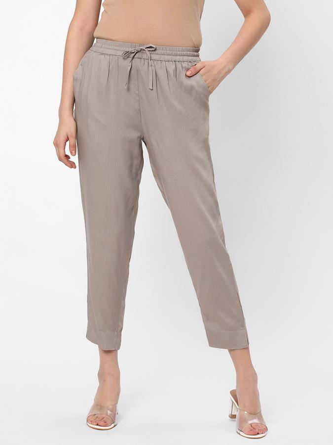 R&B Women's Solid Ankle Length Regular Pant