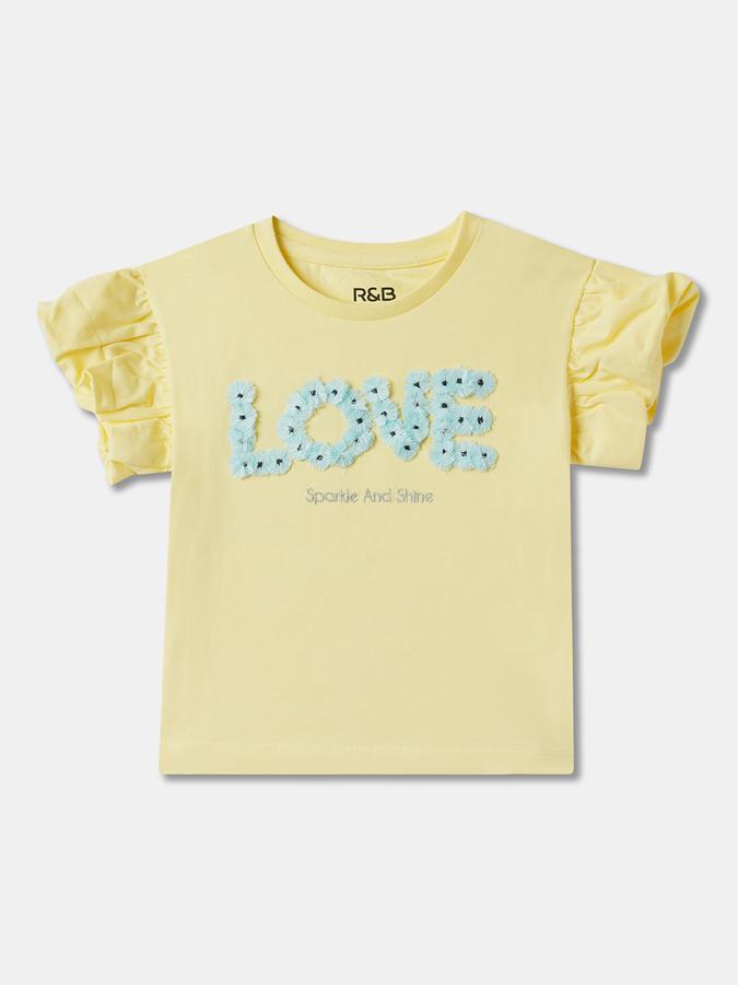 Girls Typographic Pattern Round-Neck Top