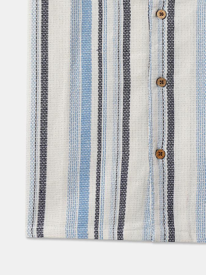 Boys Polyester Regular Fit Long Sleeve Striped Shirt