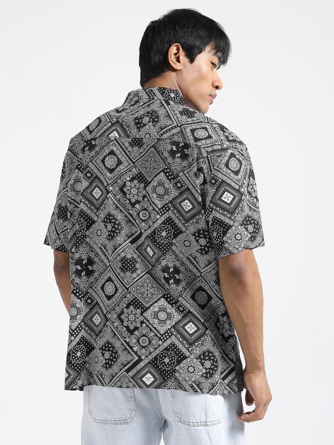 Men Paisley Lapel Collar Casual Shirts image number 3