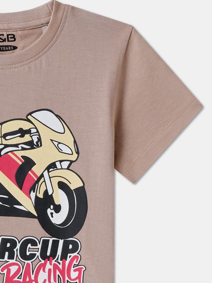 Boys Cotton Regular Fit Crew Neck Graphic T-shirt