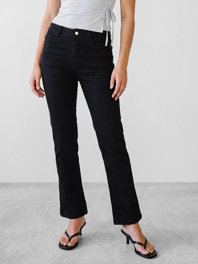R&B Women Black Straight Fit High-Rise Denim Jeans