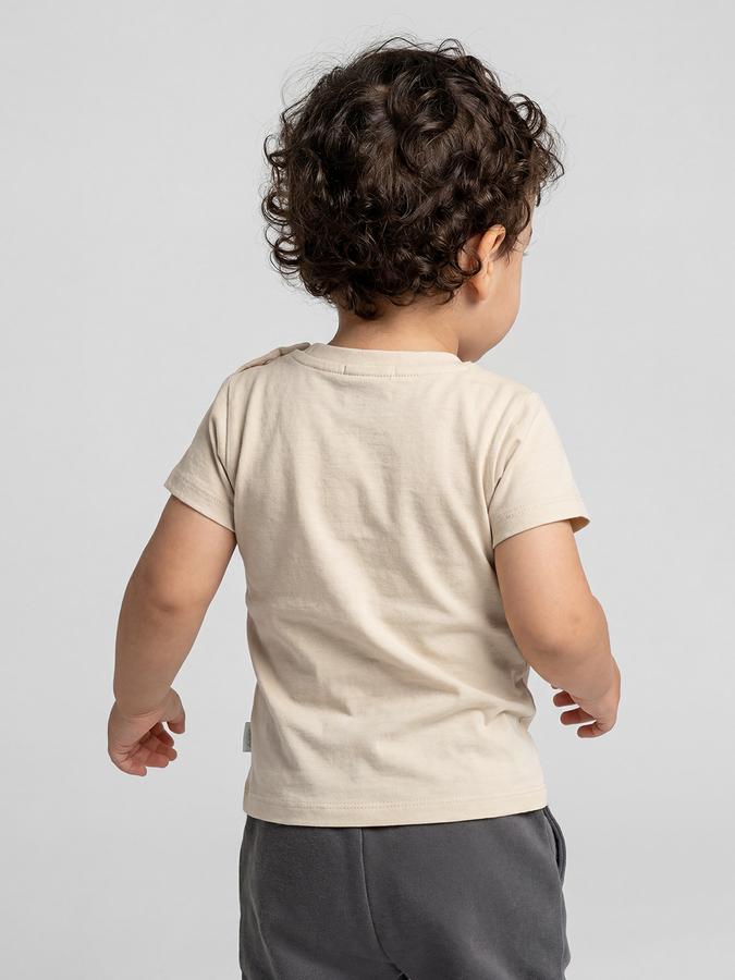 R&B Beige Graphic Print Boys Round Neck Regular Fit Sleeveless T-Shirt 