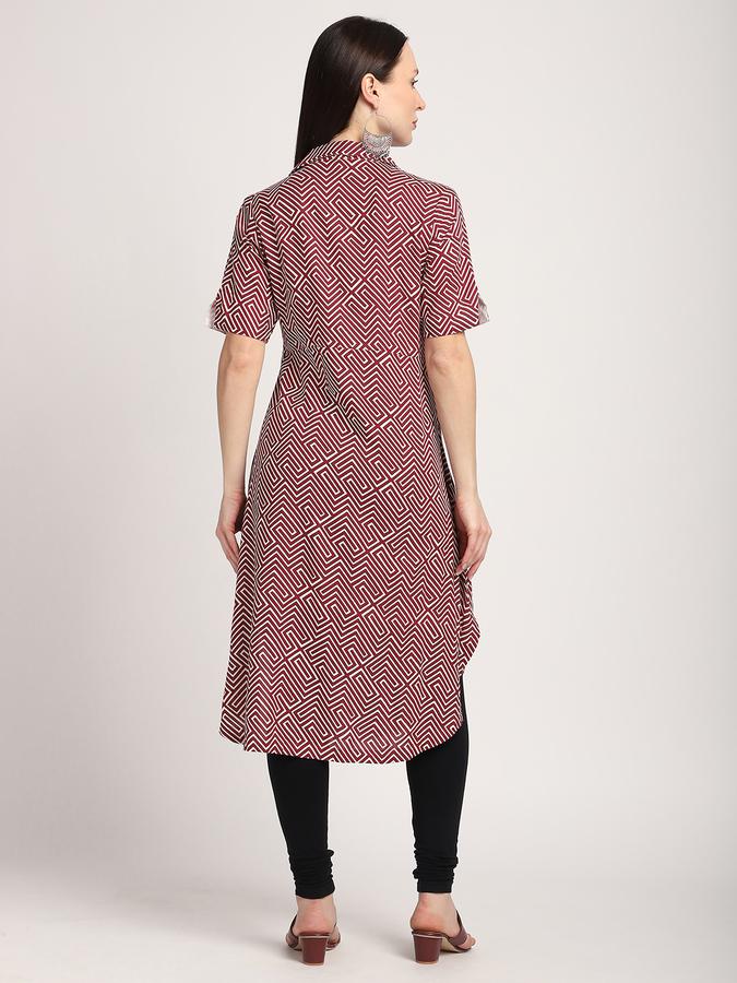 Women Viscose Regular Fit Shirt Collar Printed Kurta