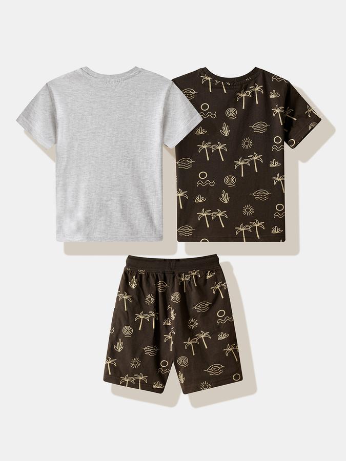 Boys Cotton Graphic T-Shirt And Graphic Print Shorts Set