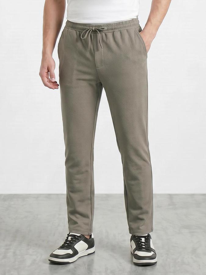 R&B Men's Olive Regular Fit Trousers