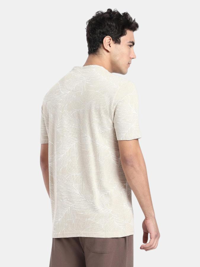 R&B Beige Printed Men Short Sleeve T-shirt