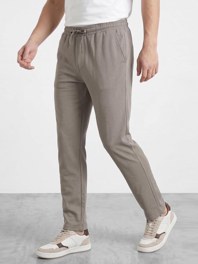 R&B Men's Beige Regular Fit Trousers