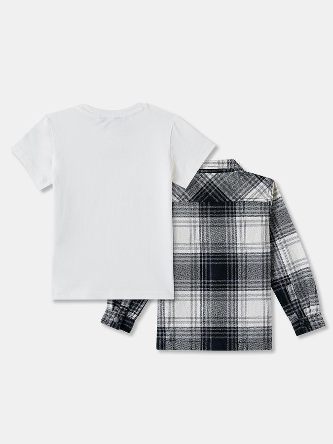 Boys Cotton Regular Fit Long Sleeve Plaid Shirt