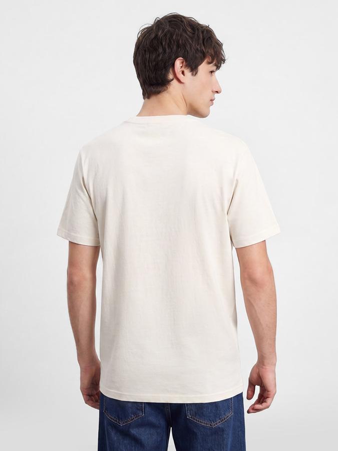 R&B Men Ivory Graphic Print Short Sleeves Pure Cotton Tshirt
