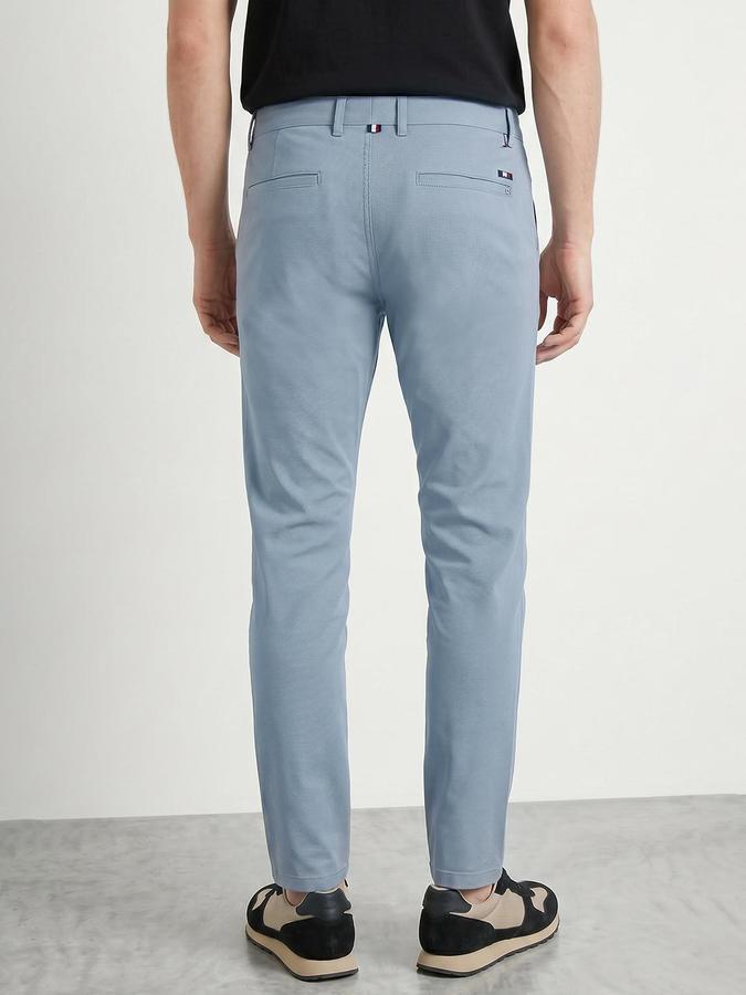 R&B Men's Dusty Blue Slim Fit Trousers