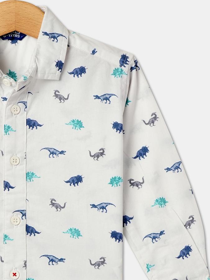 Boys Cotton Regular Fit Long Sleeve Printed Shirt