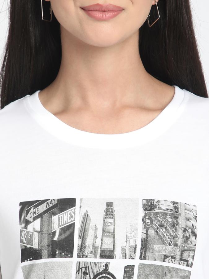 Women Cotton Regular Fit Round Neck Graphic T-shirt