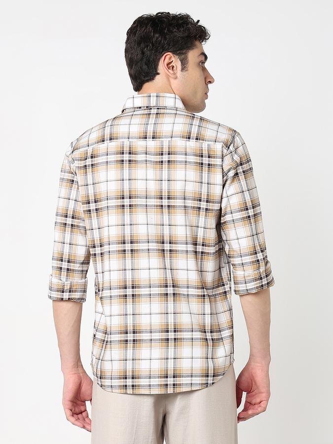 R&B Men's Beige Checked Shirt