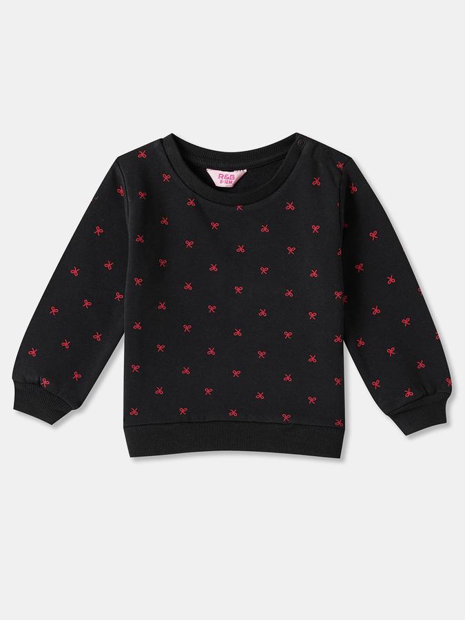 Girls Fleece Regular Fit Crew Neck Printed Sweatshirt