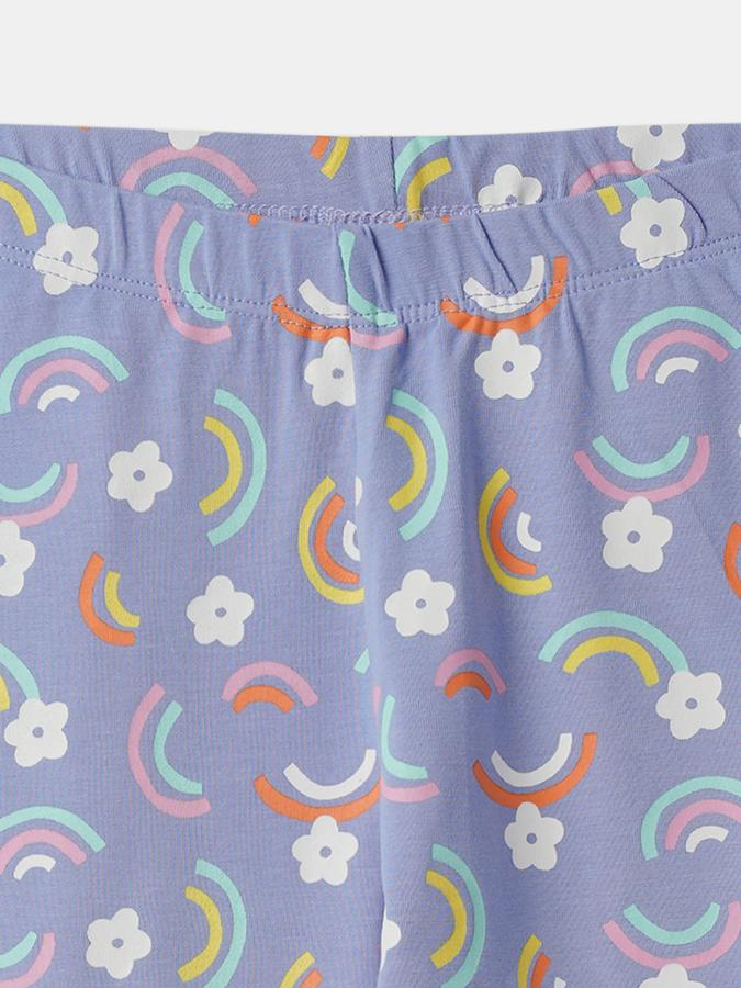 Girl Printed Leggings with Elasticated Waist image number 3