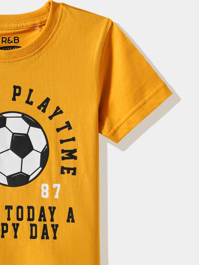 Boys Cotton Regular Fit Crew Neck Graphic T-shirt