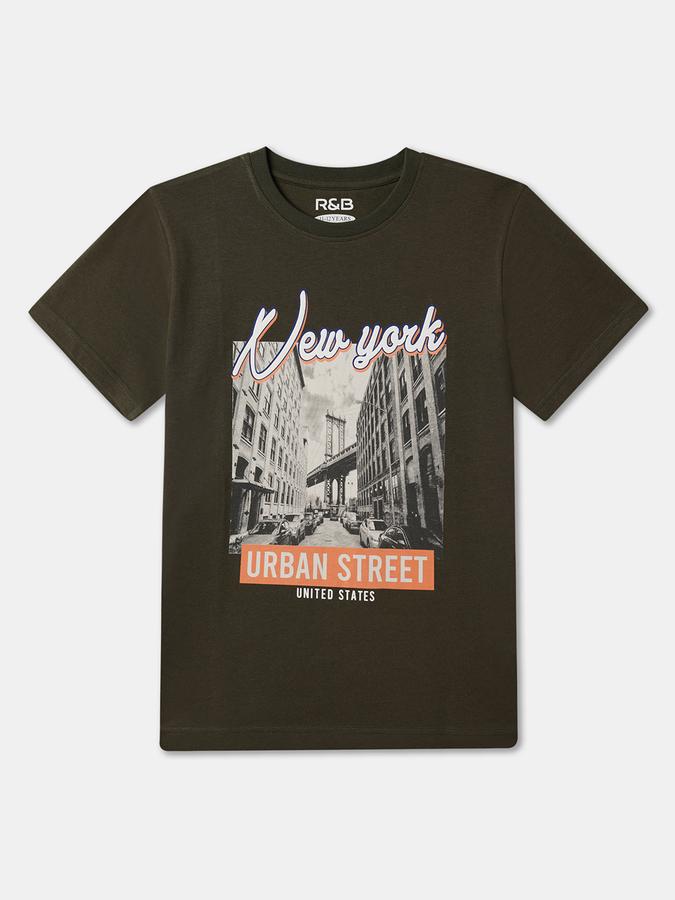 Boys Graphic Print Relaxed Fit Round-Neck T-Shirt