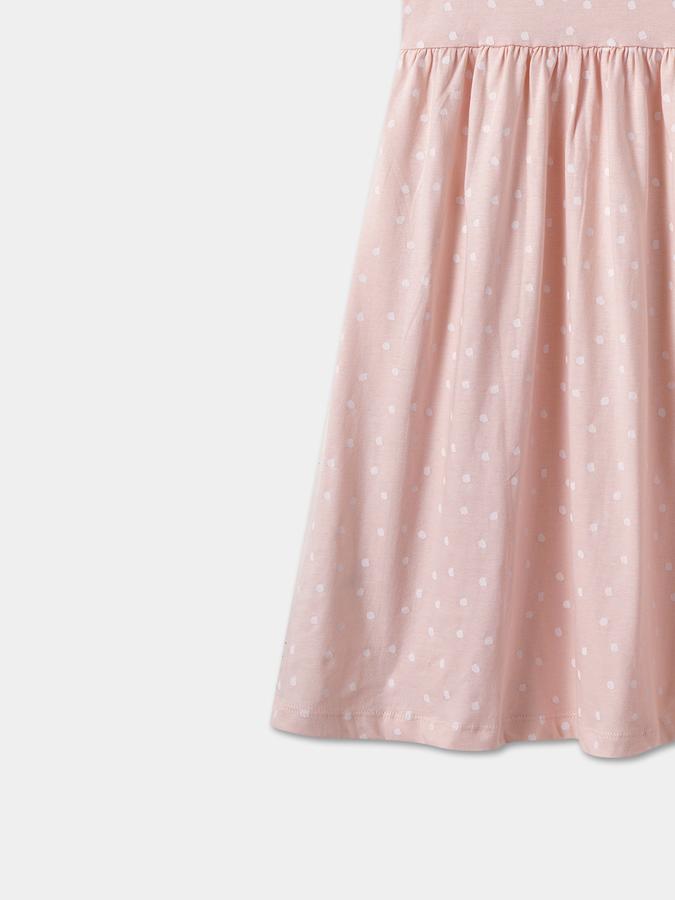 Girls Polka Dot Short Sleeve Round Neck Fit & Flare Dress