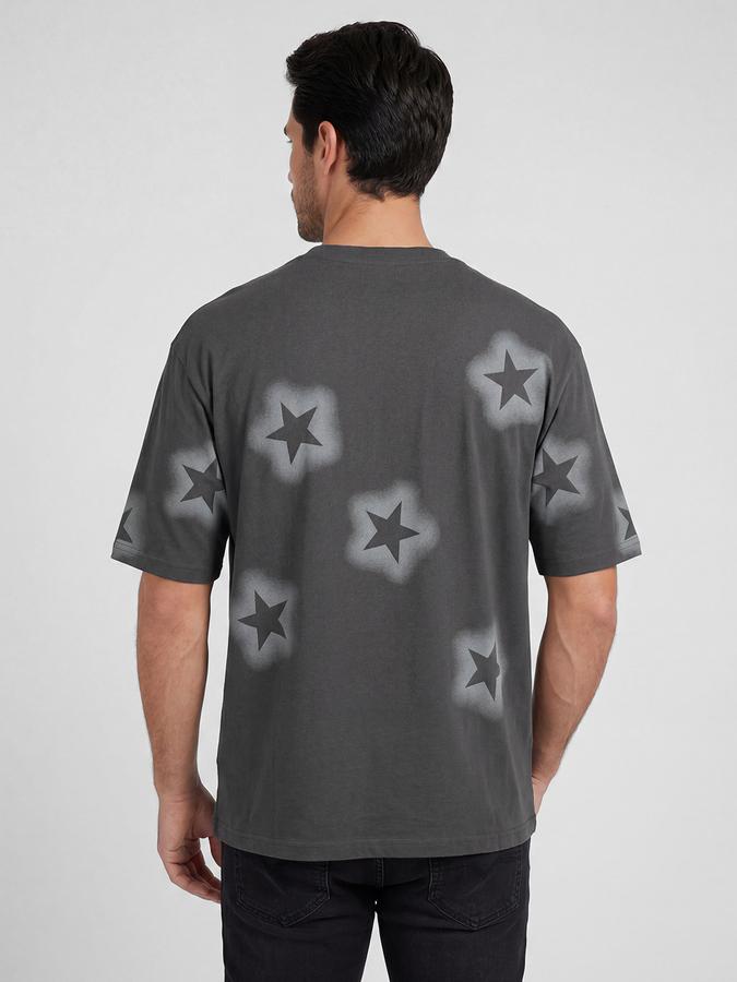 R&B Grey Graphic Print Men Round Neck Relaxed Fit Short Sleeves T-Shirt 