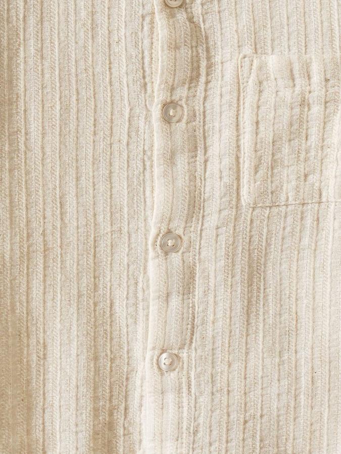 R&B Boys Ivory Textured Full Sleeves Mandarin Collar Shirt