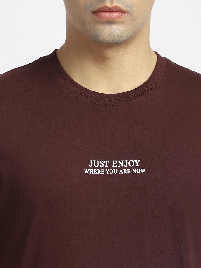 R&B Men's Burgundy Printed T-Shirt