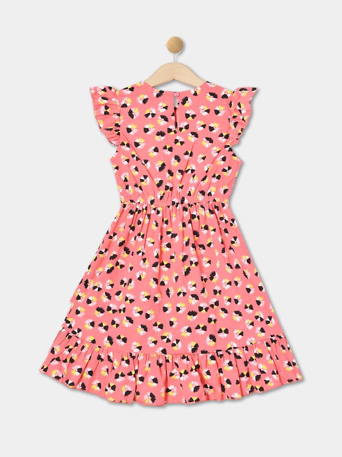 Girls Georgette A-Line Crew Neck Floral Dress