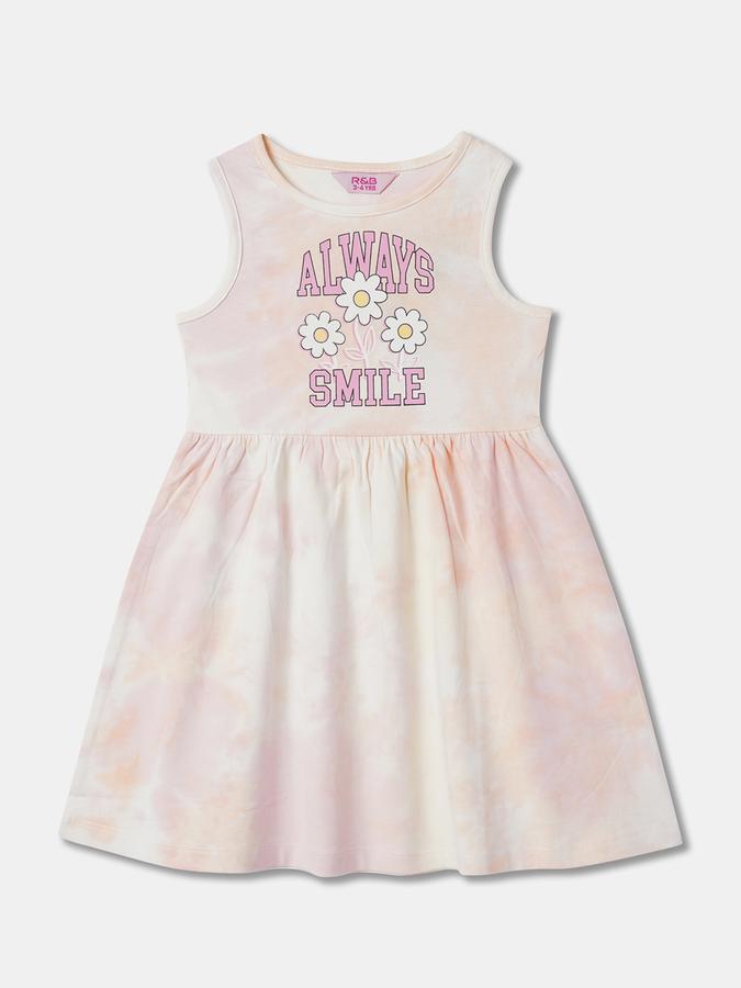 Girls Tie-Dye Sleeveless Round Neck Knee Length Pastel Dress