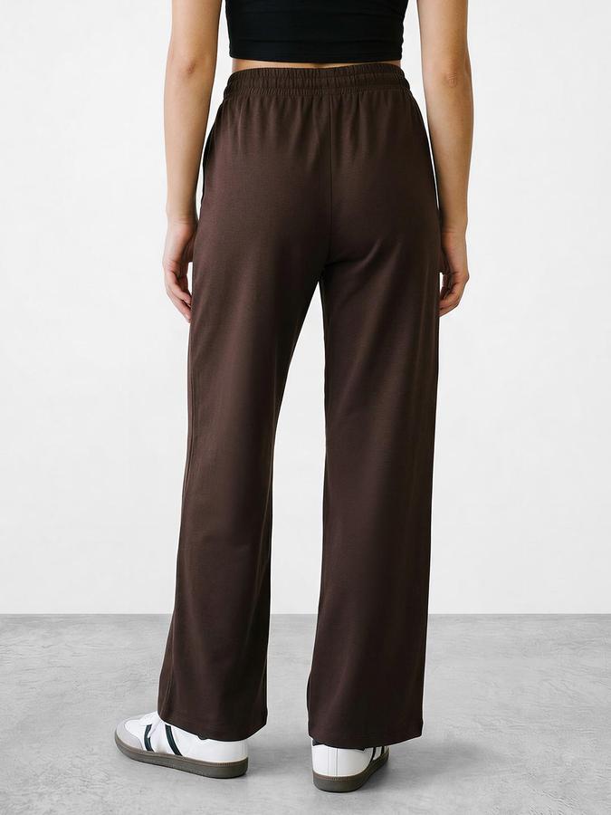 R&B Women Brown Textured Mid Rise Casual Pant