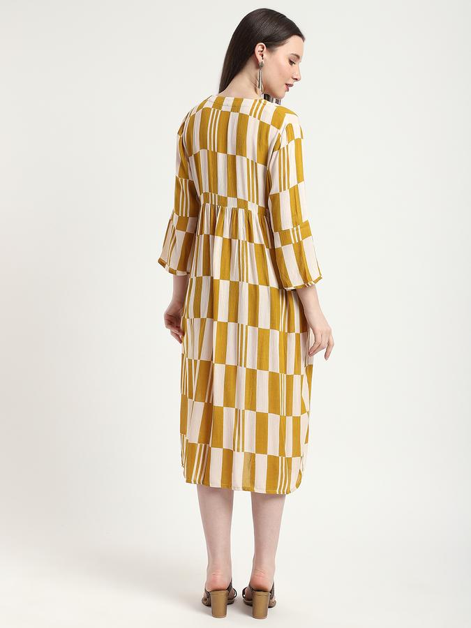 Women Viscose Geometric Printed Tiered Ethnic Dress