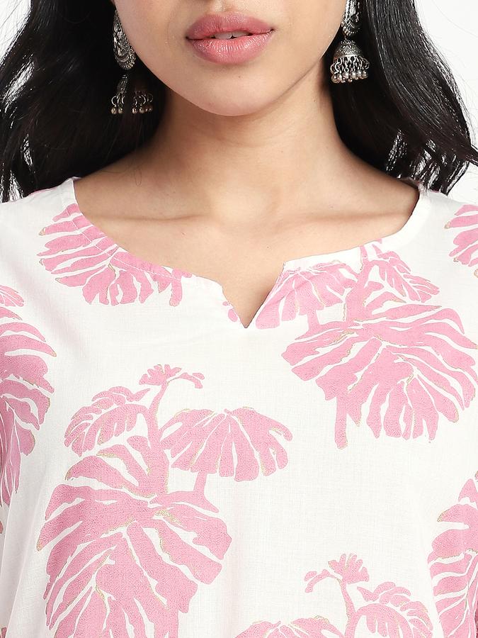 Women Cotton Regular Fit Round Neck Printed Kurta