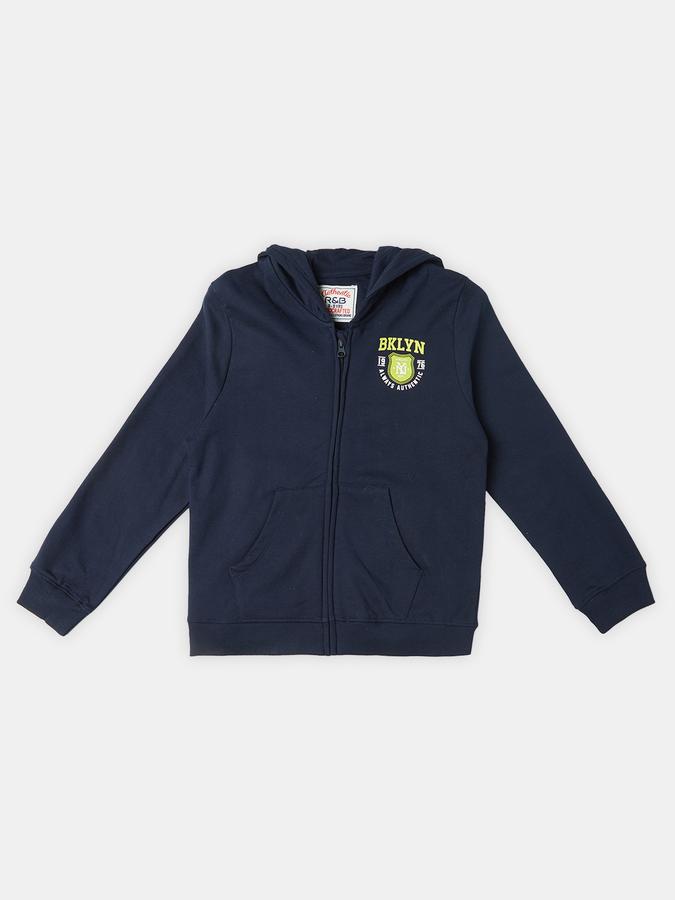 Boys Cotton Hooded Zip Up Graphic Print Jacket