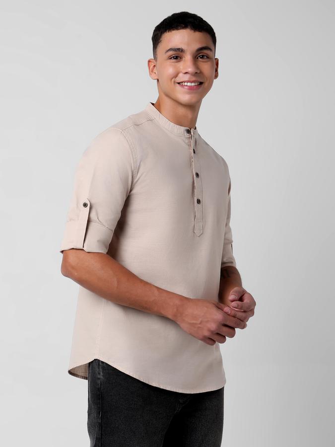 Men Regular Fit Shirt with Band-Collar image number 2