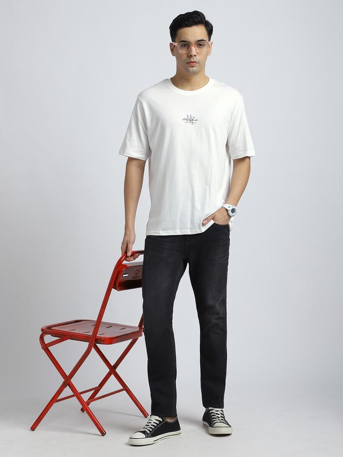 Men Cotton Relaxed Fit Crew Neck Graphic T-shirt