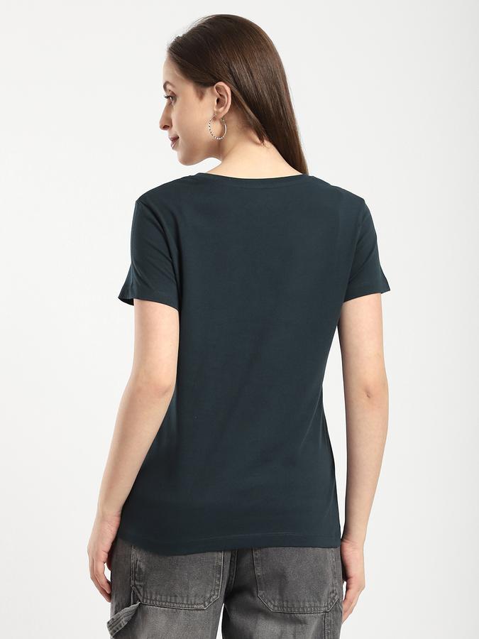 R&B Women Teal Typography T-Shirt