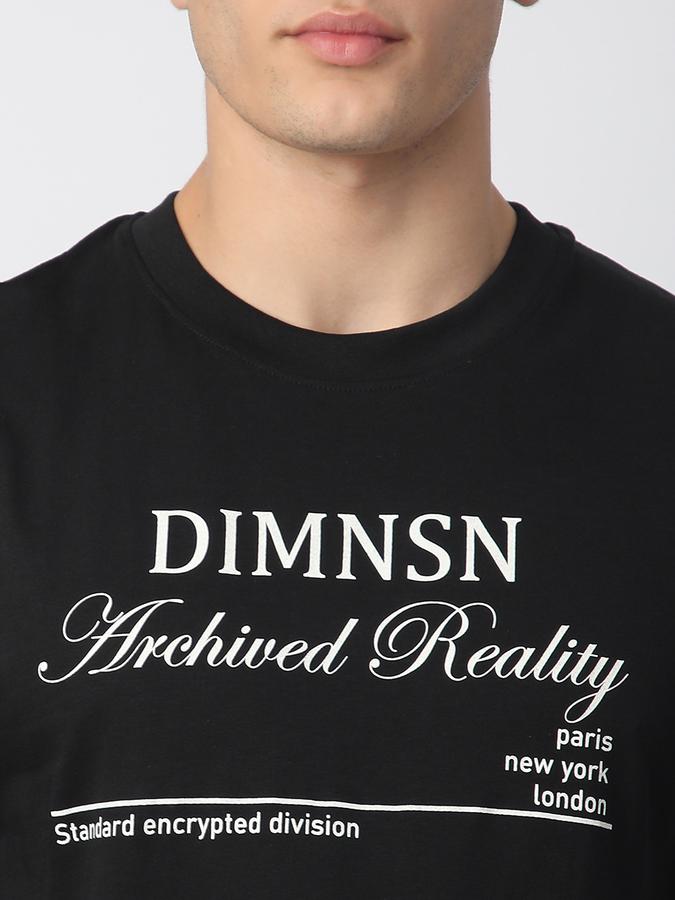 Men Cotton Relaxed Fit Crew Neck Typographic Print T-shirt