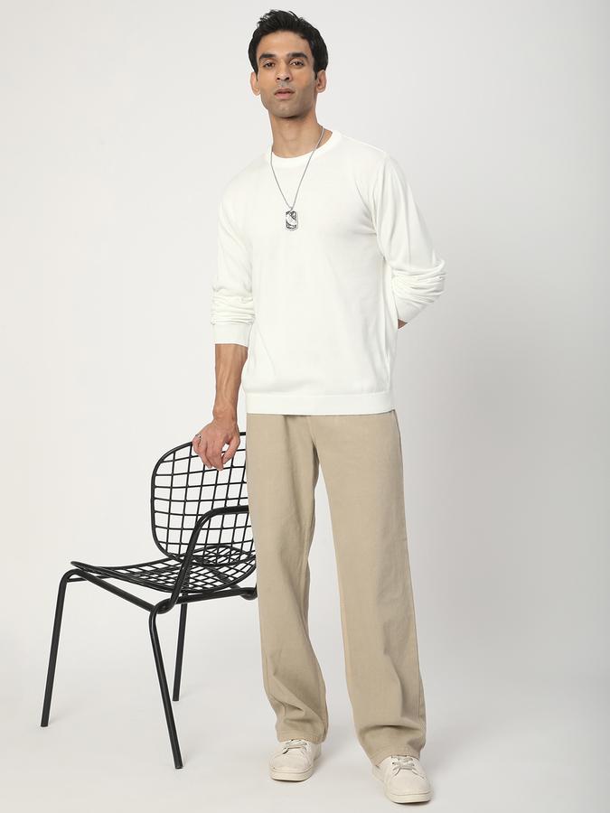 Men Cotton Regular Fit Crew Neck Solid Sweater