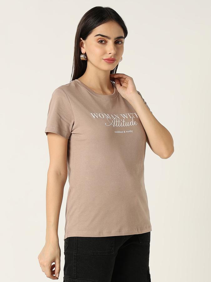 R&B Women Brown Typography T-Shirt