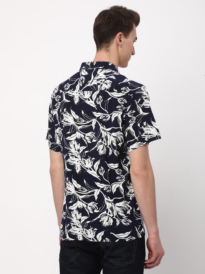 R&B Men Floral Print Shirt Spread Collar image number 2