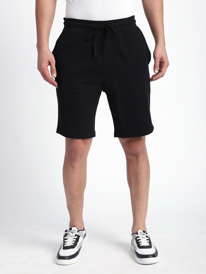 Men Cotton Regular Fit Drawstring Textured Shorts