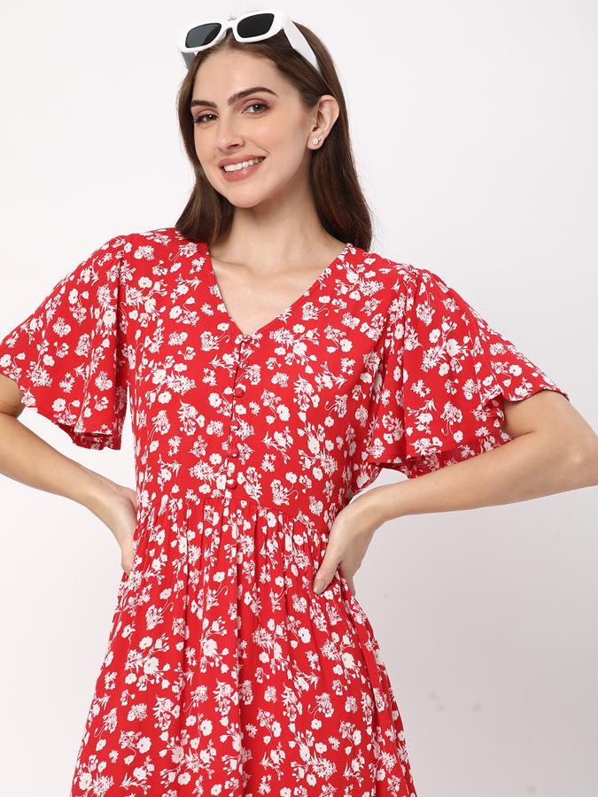Women Floral Print A-Line Dress 
